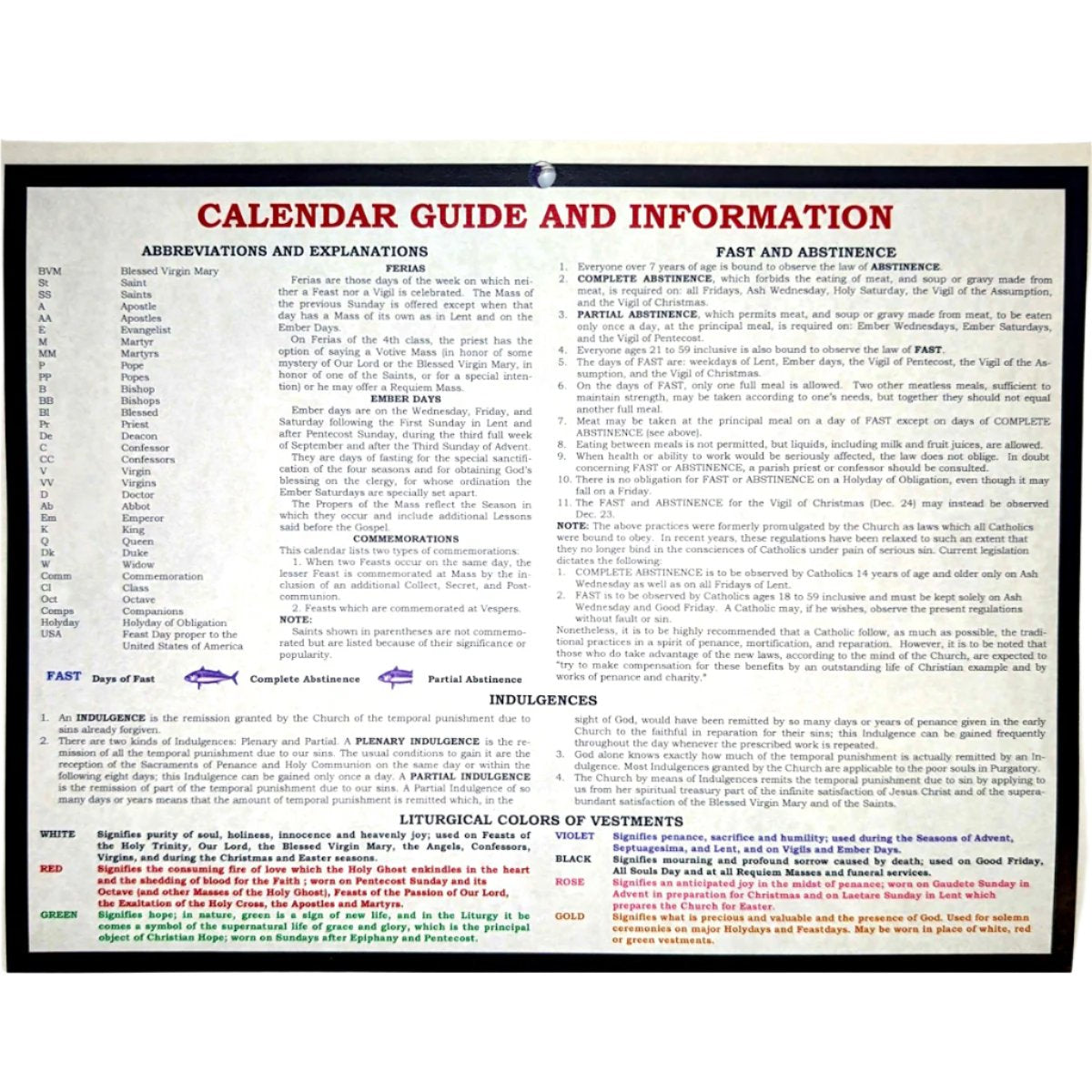 Traditional Latin Mass Calendar 2025