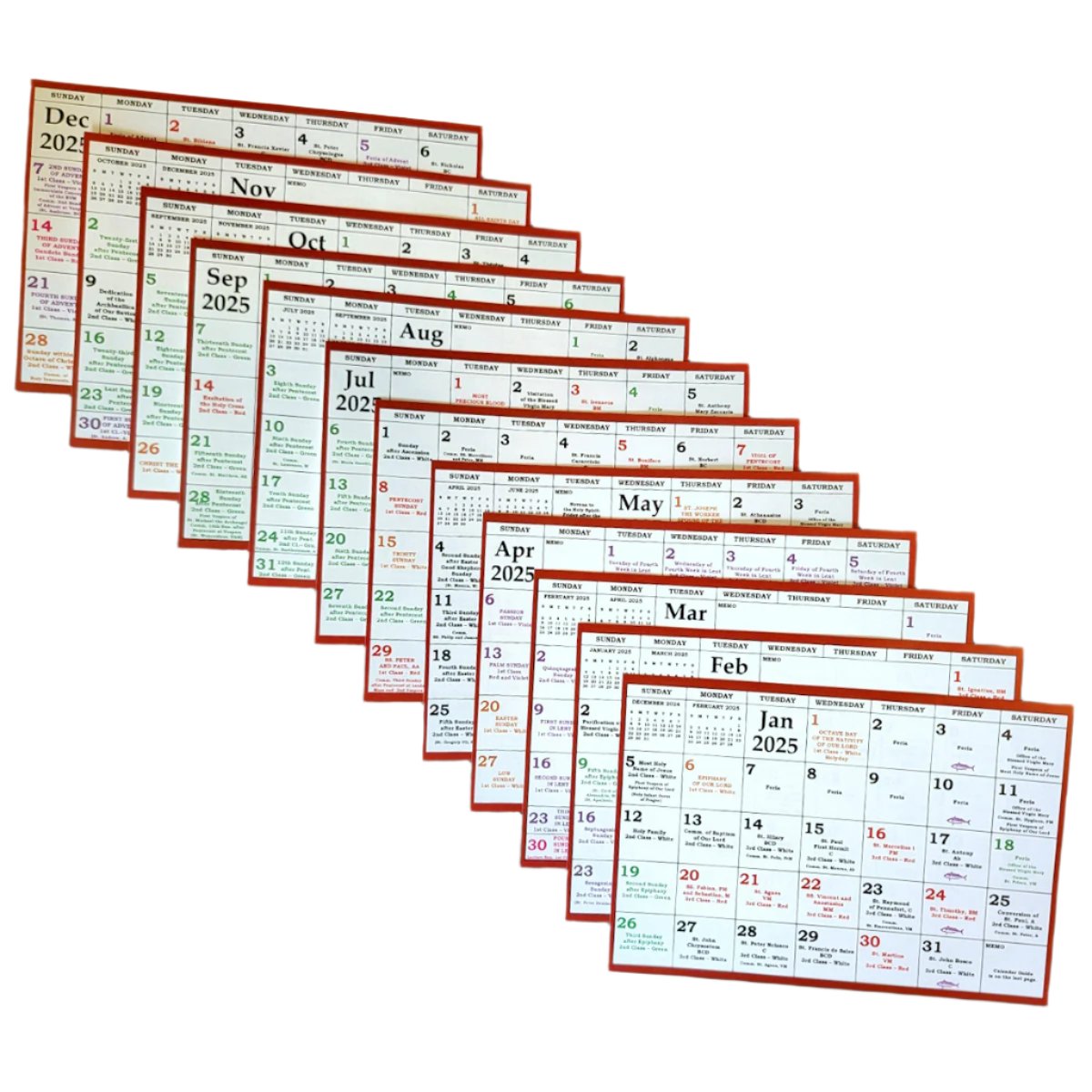 2025 Mini-Liturgical Calendar for TLM Missals