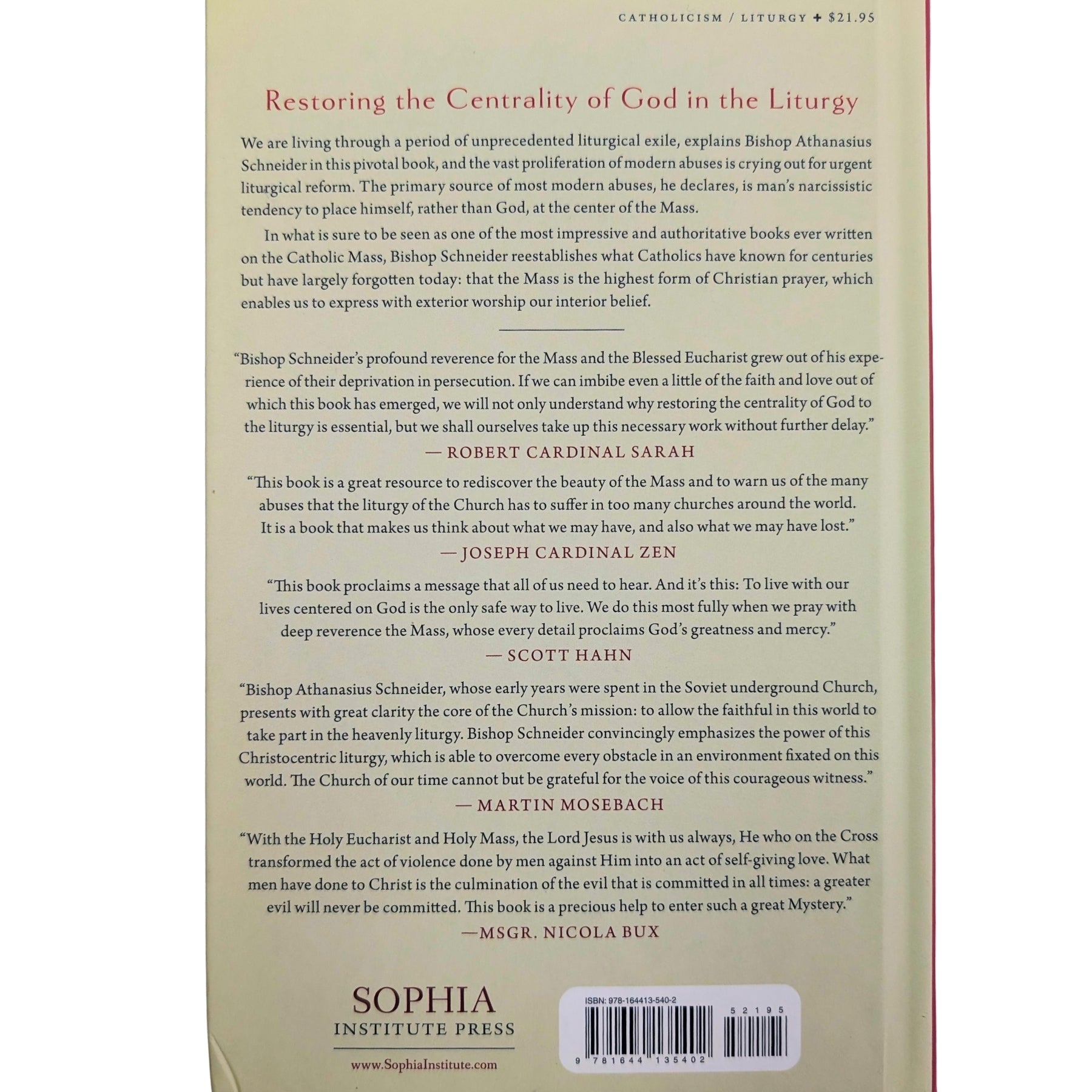 The Catholic Mass: Steps to Restore the Centrality of God in the Liturgy (Bishop Athanasius Schneider)