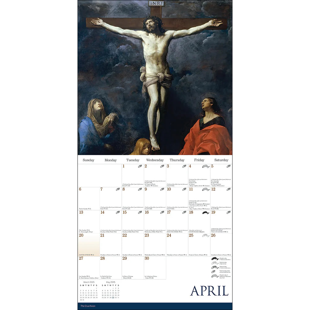 2025 Traditional Catholic Latin Mass Liturgical Calendar (Baroque Art)