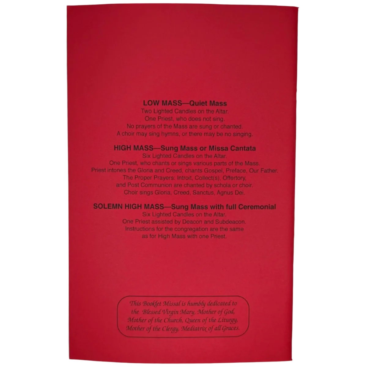 Latin Mass Red Booklet Missal (Latin/English Missalette)