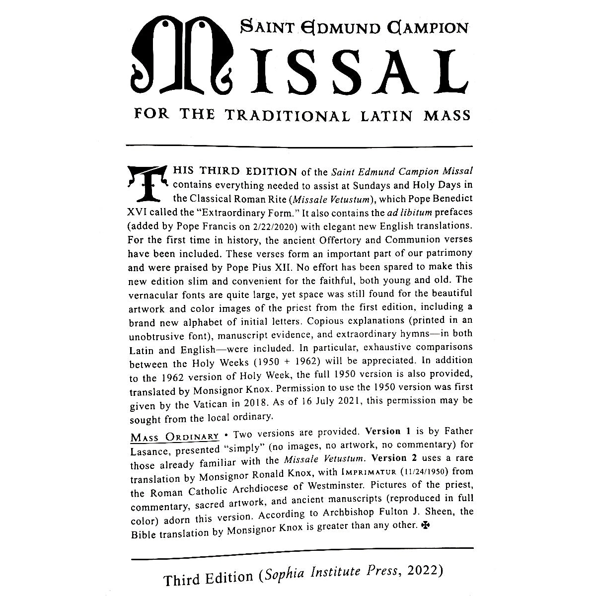 St. Edmund Campion Missal for the Latin Mass (Sundays & Feast Days)